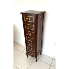 Gaveteiro Semanier Colonial Clássico Madeira Machetada Florais - comprar online