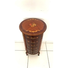 Mesa Cabeceira Criado Gaveteiro Redondo Luiz XV Madeira de Lei - comprar online
