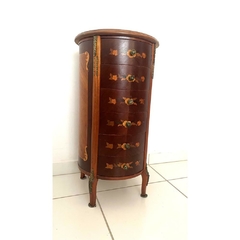Mesa Cabeceira Criado Gaveteiro Redondo Luiz XV Madeira de Lei - comprar online