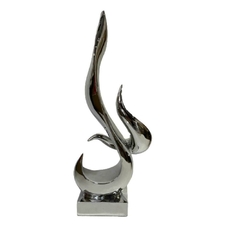 Escultura Decorativa Prateada Abstrata Maior Fino Acabamento
