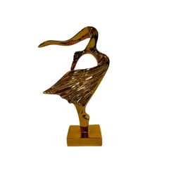 Escultura Decorativa Dourada Design Contemporaneo Abstrato Luxo