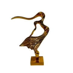Escultura Decorativa Dourada Menor Design Contemporaneo Abstrato Luxo