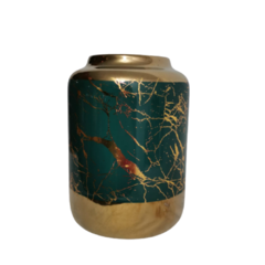 Vaso Ceramica Menor Detalhes Dourado Formosa
