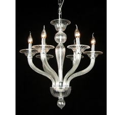Lustre 06 Braços Cristal Branco Alta Decoração