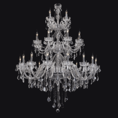 Lustre Classico Três Andares Cristal Nobre Pé Direito Alto na internet