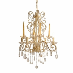 Lustre Classico Metal Dourado E Cristal Pingentes 08 Braços
