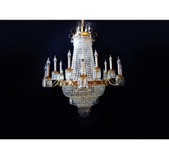 Lustre Imperial Bronze E Cristal 21 Braços