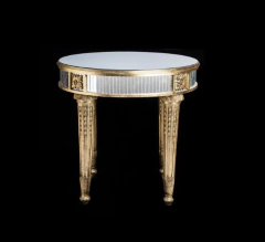 Mesa De Canto Império Dourado E Espelho Fino Acabamento Luxo - comprar online