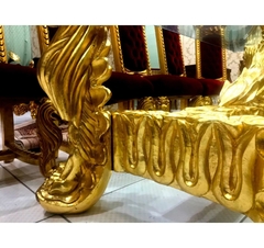 Mesa de Jantar 08 Cad. Madeira de Lei Entalhes Cara e Pata de Leão Folhado Ouro Luxuosa - comprar online