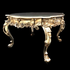 Mesa Redonda Retrô Luiz Xv Folha Ouro Entalhes A Mão Luxo - comprar online
