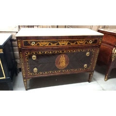 Cômoda Colonial Madeira Maciça Marchetaria Classica Marmore Importado