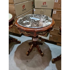 Mesa Lateral Redonda Ondulados Marmore Importado Bronze Cravejado Classico Europeu - comprar online