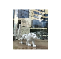 Escultura Decorativa Pantera Andando Fibra Vidro Branca