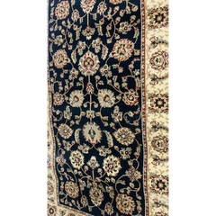 Imagem do Tapete Passadeira Preto E Bege C Franja Design Floral 250cm