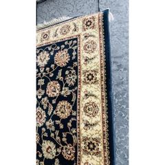 Tapete Passadeira Preto E Bege C Franja Design Floral 250cm - loja online