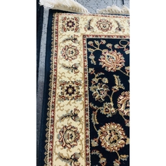 Tapete Passadeira Preto E Bege C Franja Design Floral 250cm na internet