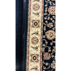 Tapete Passadeira Preto E Bege C Franja Design Floral 250cm - comprar online