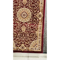Tapete Passadeira Vermelho E Creme Design Florido 2 Medalhão