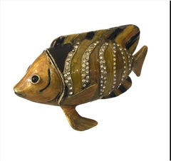 Porta Jóia Peixe Metal Com Pintura De Porcelana - loja online