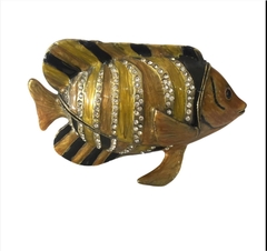 Porta Jóia Peixe Metal Com Pintura De Porcelana - loja online