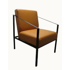 Cadeira de Braço Poltrona T. Marrom Base Metal Formosa