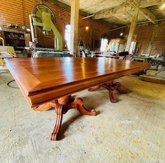 Mesa De Jantar Madeira Maciça Chanfrado Duas Bases Classico