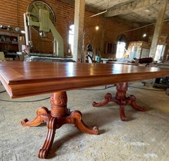 Mesa De Jantar Madeira Maciça Chanfrado Duas Bases Classico - comprar online