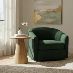 Mesa Auxiliar Redonda Base Cone Madeira Com Mármore Luxo - comprar online