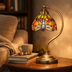 Luminária Decorativo Tiffany Vitral Libélulas Base Metal Alt - comprar online