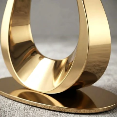 Mesa Oval Metal Dourado Design Ferradura Mármore Chanfrado na internet