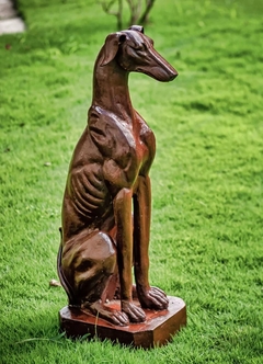 Escultura Cachorro Galgo Ferro Fundido Fino Acabamento - loja online