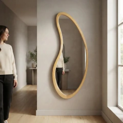 Espelho Orgânico 120cm Moldura Madeira Maciça Alto Padrão