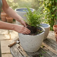 Trio Vasos De Cimento Cinza Texturizado Área Externa Rustico - comprar online
