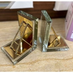 Escultura Decorativa Porta Livro Cristal Escada Enfeite Dourada Fino Acabamento