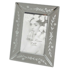 Porta Retrato Espelhado Bisotê Florais Fino Design Formosa