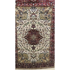 Tapete Belga Vermelho E Bege Com Franja 150x100cm - loja online