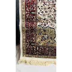 Tapete Belga Vermelho E Bege Com Franja 150x100cm - LUXdécor