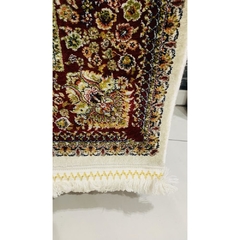 Tapete Design Florais Bege Borda Vermelha 210 X 150 Cm - LUXdécor