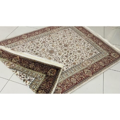 Tapete Design Florais Bege Borda Vermelha 210 X 150 Cm - comprar online