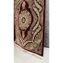 Tapete Vinho Medalhão Com Franja 210 X 150 Cm - LUXdécor