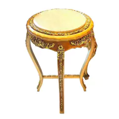 Mesa De Canto Luiz Xv Folha Ouro Entalhes Florais Luxuoso - comprar online