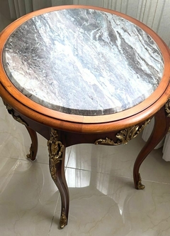 Mesinha Francesa Marmore Bronze Madeira Maciça Luiz Xv Luxo - LUXdécor