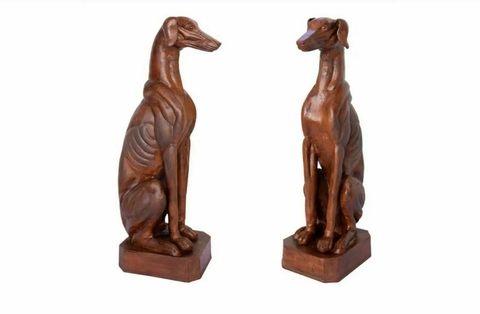 Escultura Cachorro Galgo Ferro Fundido Fino Acabamento