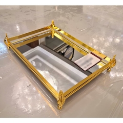 Bandeja Menor Retangular Moderna Metal Dourado Fundo Espelhado - comprar online