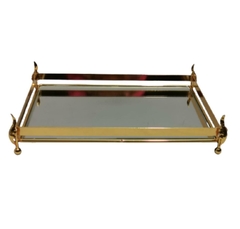 Bandeja Menor Retangular Moderna Metal Dourado Fundo Espelhado - comprar online