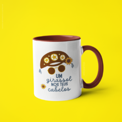 Caneca Um Girassol Nos Teus Cabelos alça e interior coloridos - comprar online