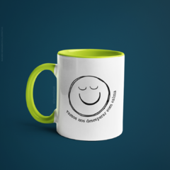 Caneca Vamos Nos Desesperar Com Calma alça e interior coloridos na internet