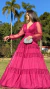 Vestido Longo Fucsia Três Marias De Manga Longa