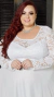 Vestido Plus Size Flora Branco De Manga Longa - comprar online
