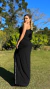 Vestido Longo Preto Bianca Manga Nula Com Lateral E Fenda na internet